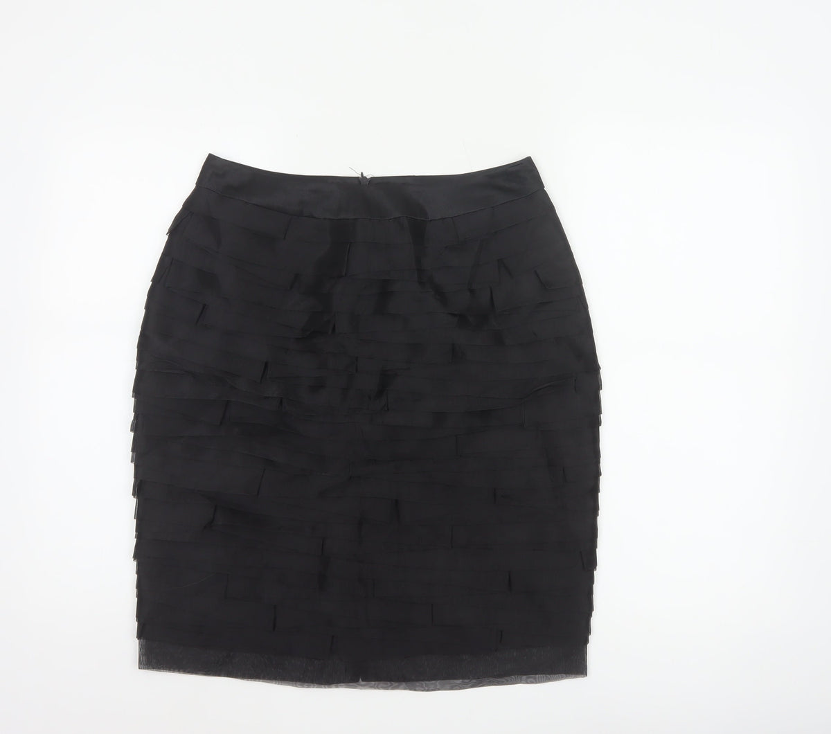 Marks and Spencer Women Black UK 10 Layered Chiffon Pencil Skirt