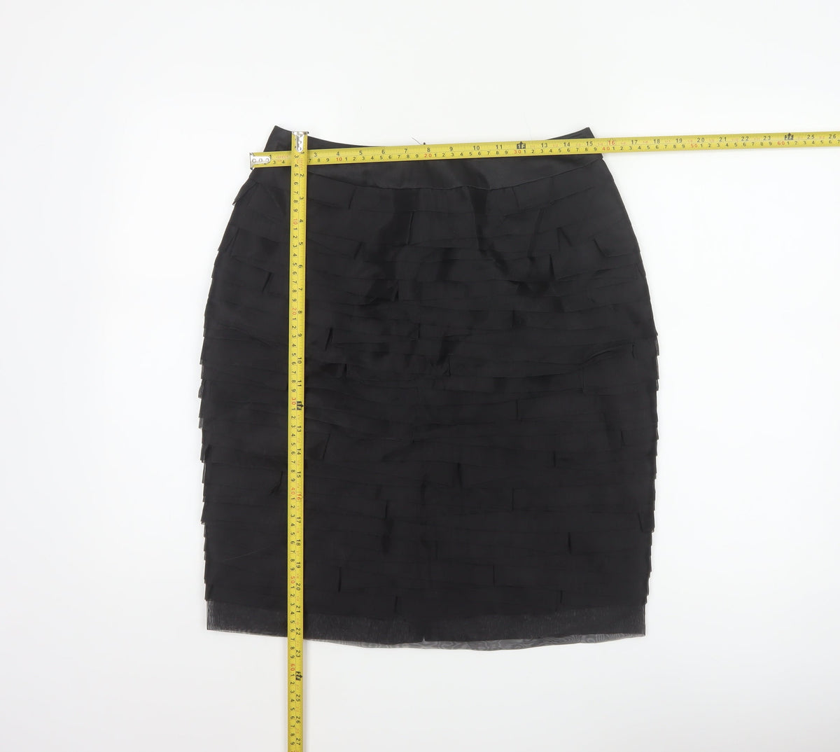 Marks and Spencer Women Black UK 10 Layered Chiffon Pencil Skirt