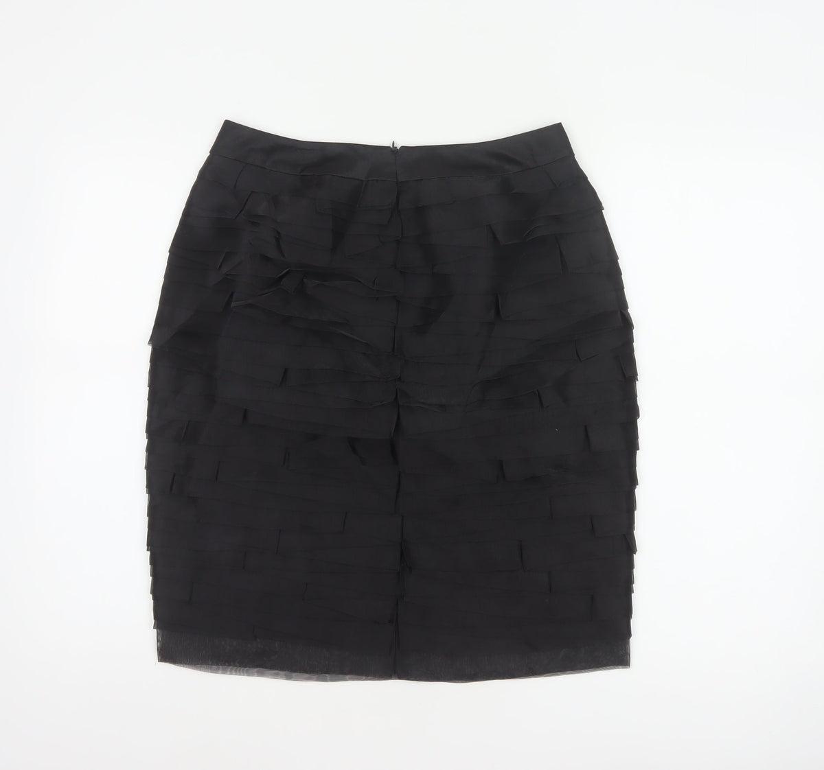 Marks and Spencer Women Black UK 10 Layered Chiffon Pencil Skirt