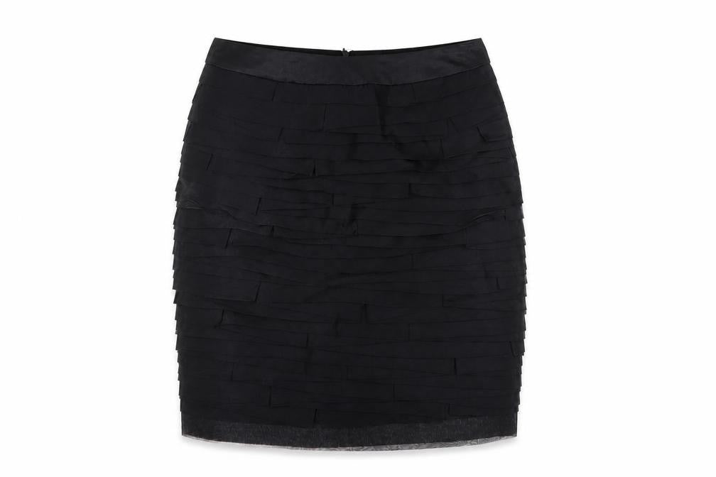 Marks and Spencer Women Black UK 10 Layered Chiffon Pencil Skirt
