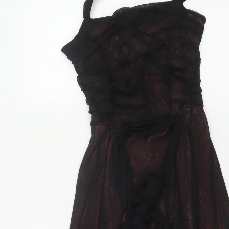 Marks & Spencer Women Black UK 12 Fit & Flare Ruched Party Dress