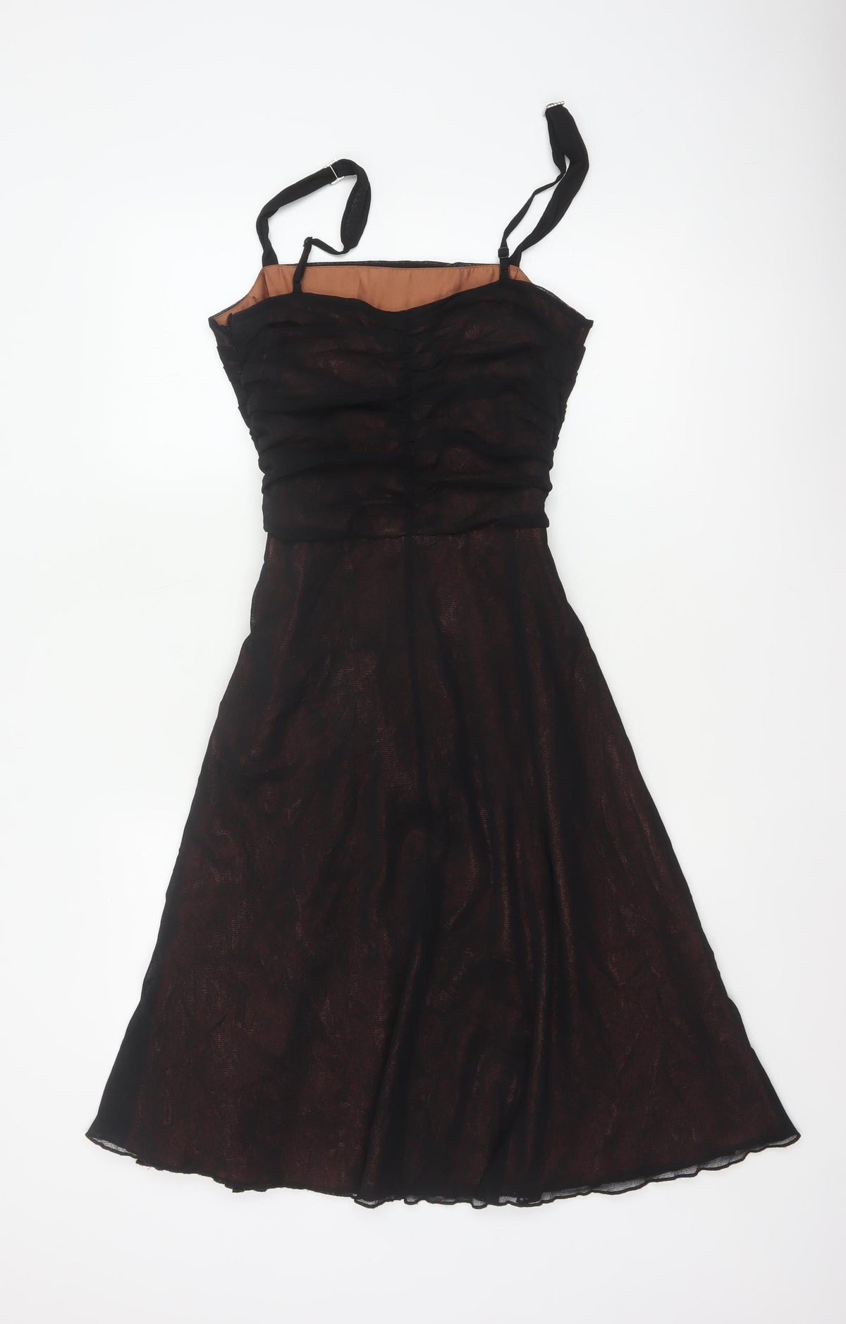Marks & Spencer Women Black UK 12 Fit & Flare Ruched Party Dress