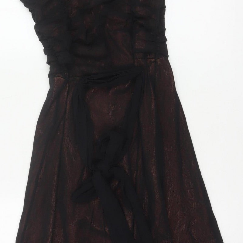 Marks & Spencer Women Black UK 12 Fit & Flare Ruched Party Dress