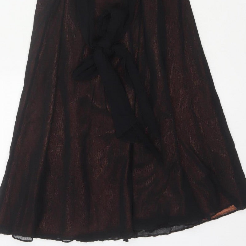 Marks & Spencer Women Black UK 12 Fit & Flare Ruched Party Dress