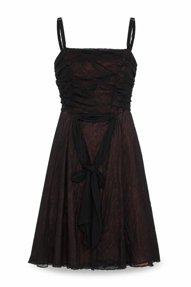Marks & Spencer Women Black UK 12 Fit & Flare Ruched Party Dress