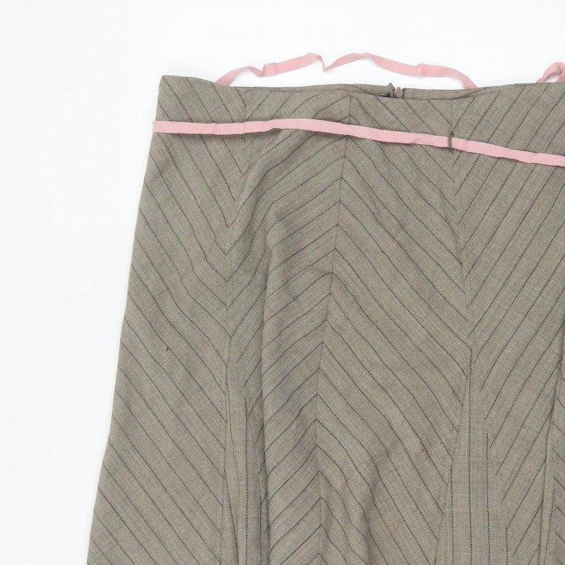 Marks & Spencer Women Beige UK 18 A-Line Knee Striped Skirt