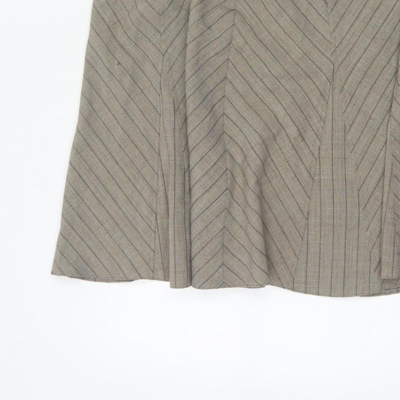 Marks & Spencer Women Beige UK 18 A-Line Knee Striped Skirt