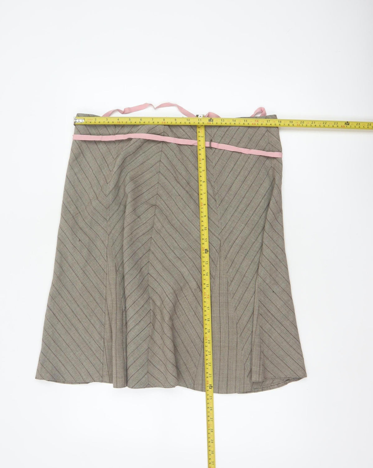Marks & Spencer Women Beige UK 18 A-Line Knee Striped Skirt