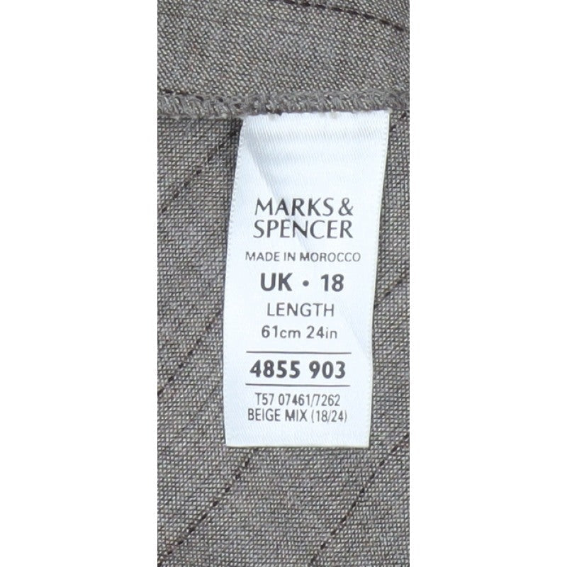 Marks & Spencer Women Beige UK 18 A-Line Knee Striped Skirt