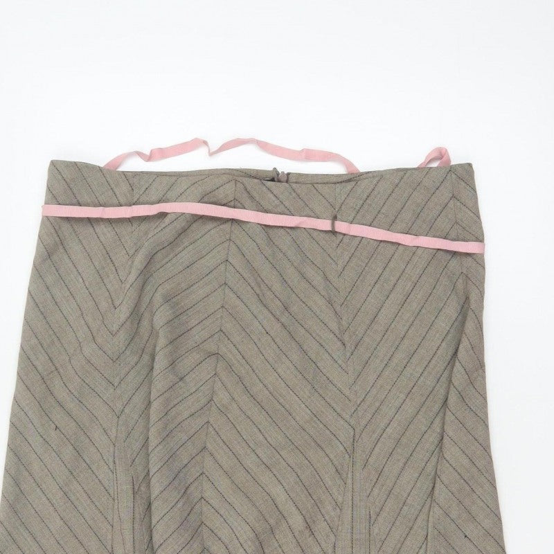 Marks & Spencer Women Beige UK 18 A-Line Knee Striped Skirt