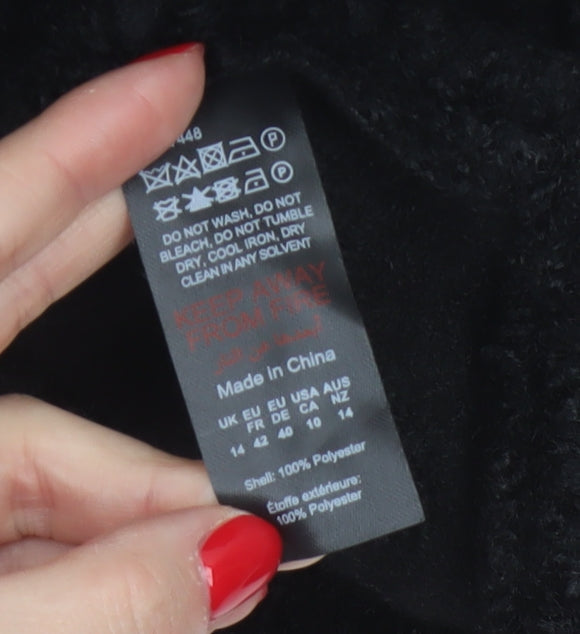 Boohoo Women’s Black UK 14 Cropped Teddy Fleece Open Jacket