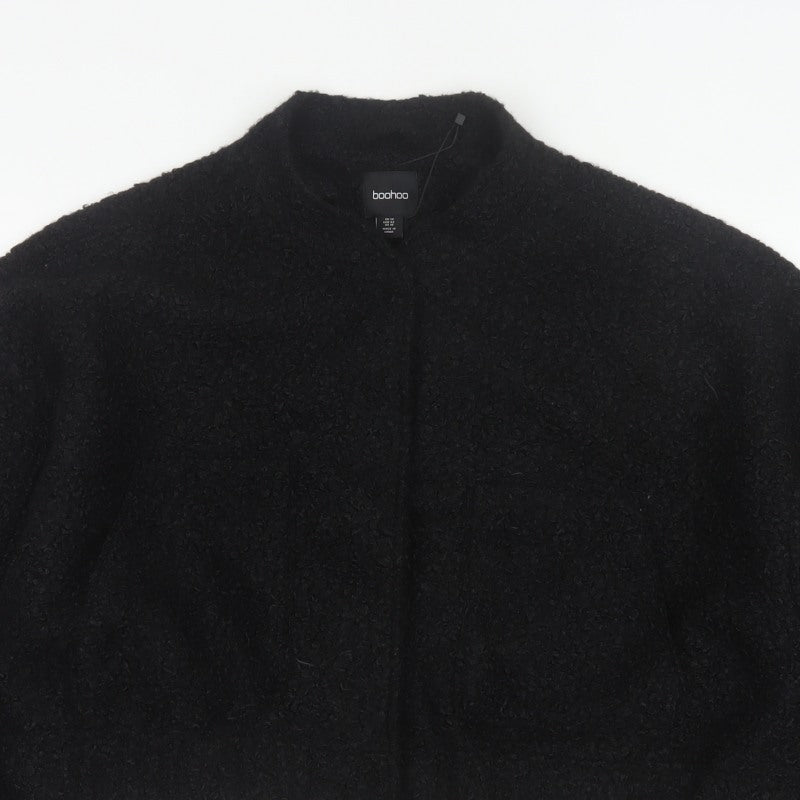 Boohoo Women’s Black UK 14 Cropped Teddy Fleece Open Jacket