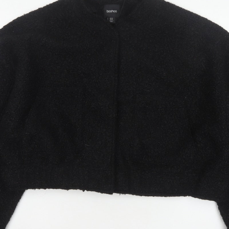 Boohoo Women’s Black UK 14 Cropped Teddy Fleece Open Jacket