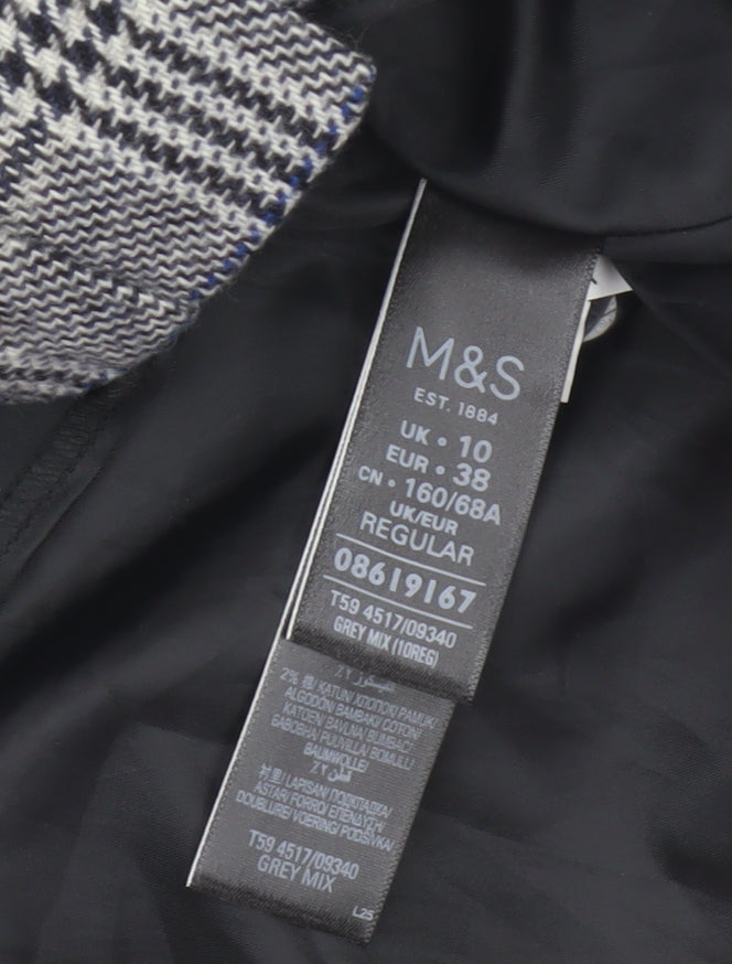 Marks and Spencer Women Grey UK 10 A-Line Plaid Button Mini Skirt