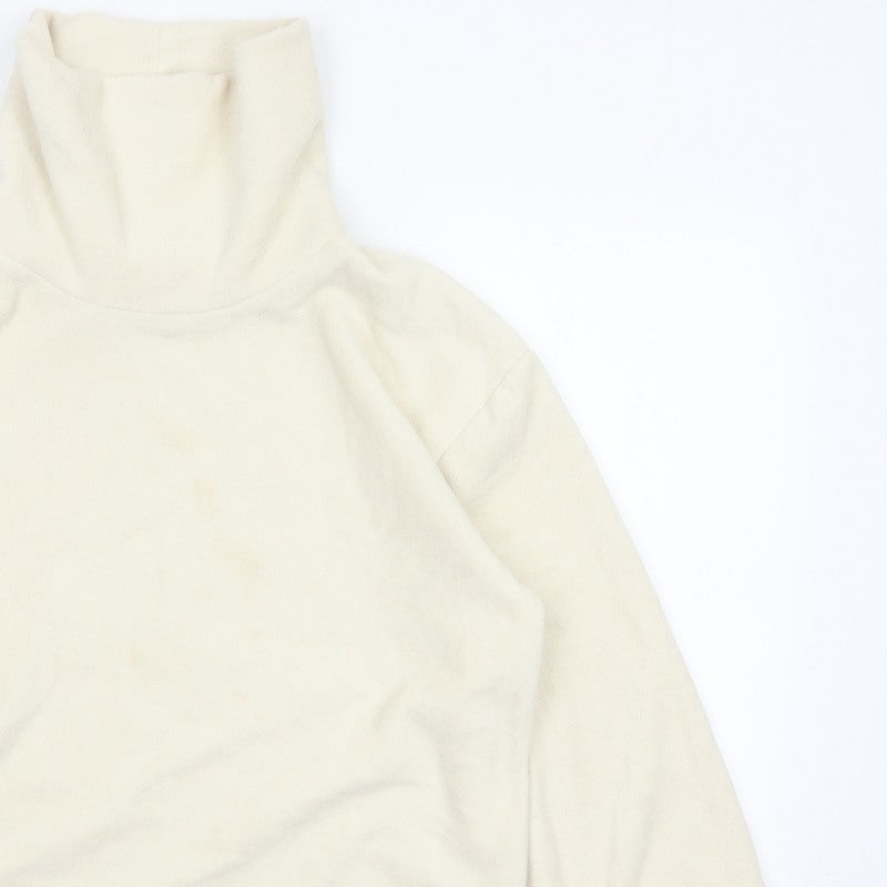 Gap Women Ivory Fleece High Neck Pullover Sweatshirt Size L