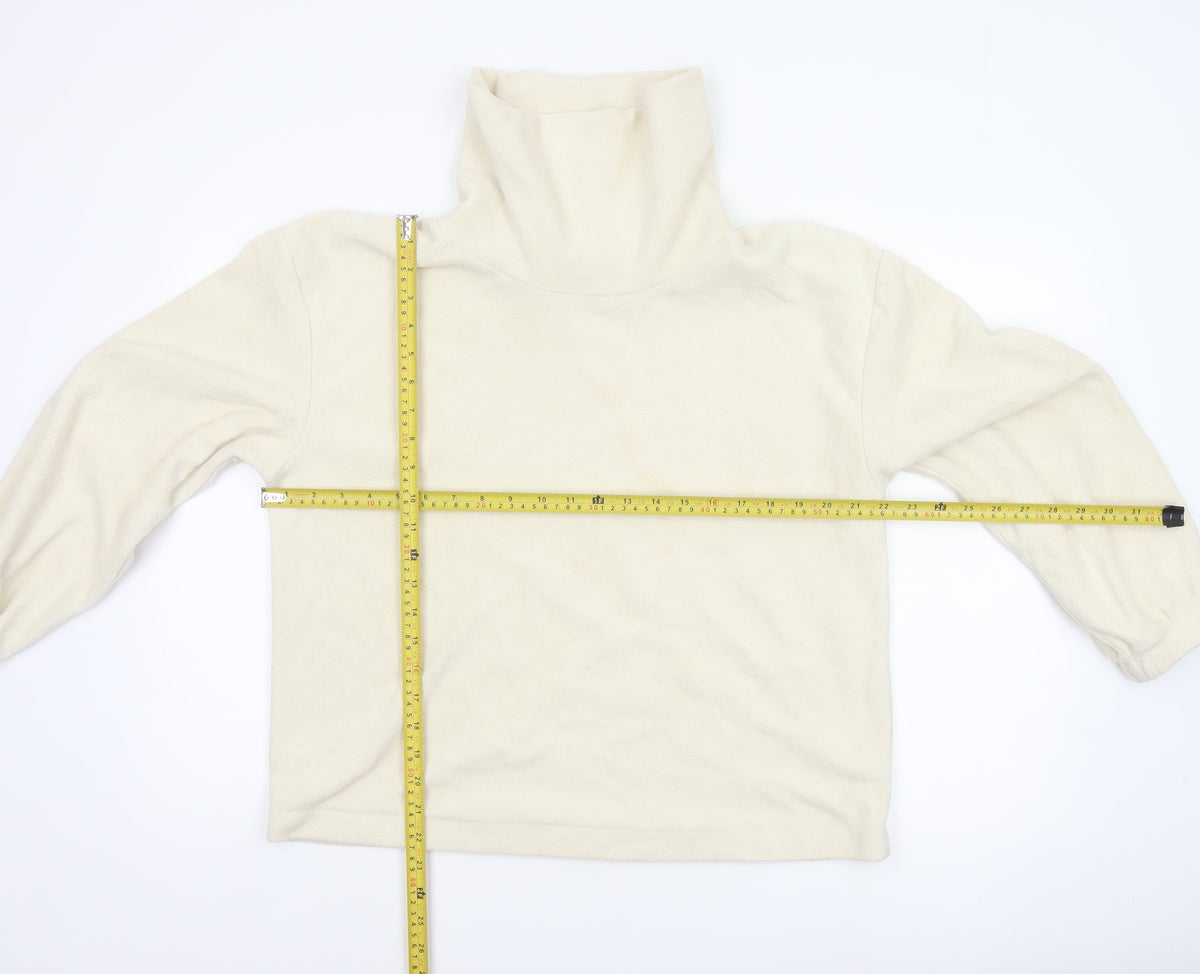 Gap Women Ivory Fleece High Neck Pullover Sweatshirt Size L