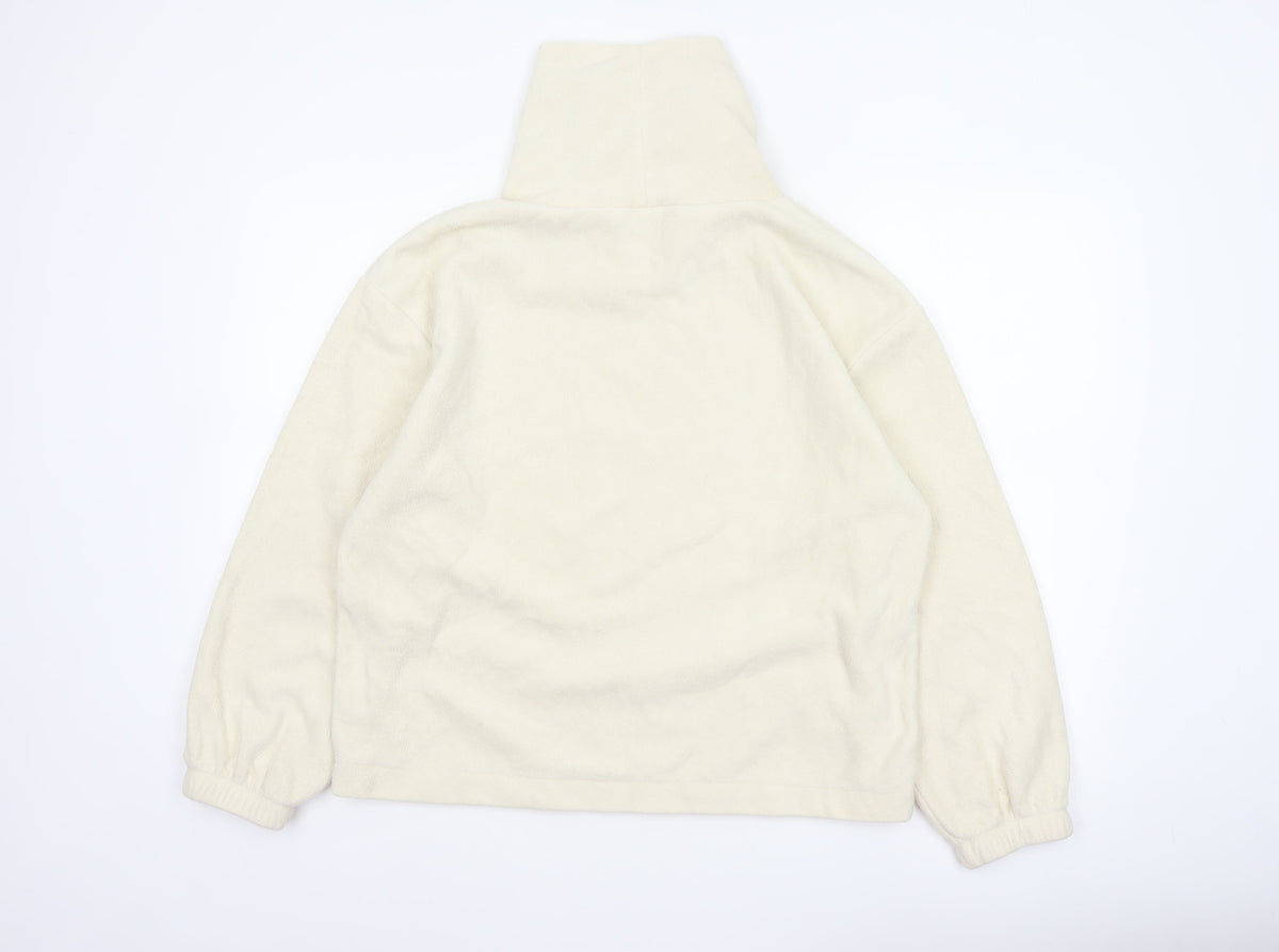 Gap Women Ivory Fleece High Neck Pullover Sweatshirt Size L