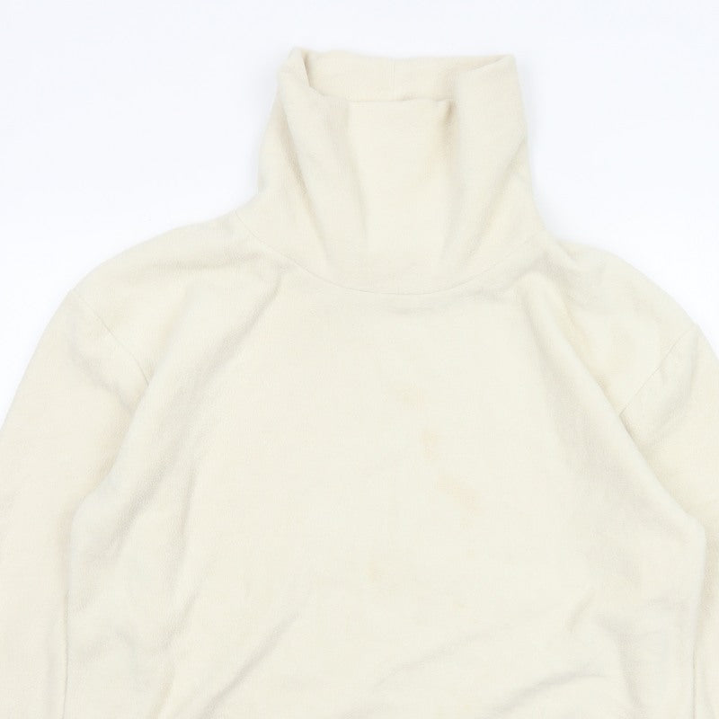 Gap Women Ivory Fleece High Neck Pullover Sweatshirt Size L