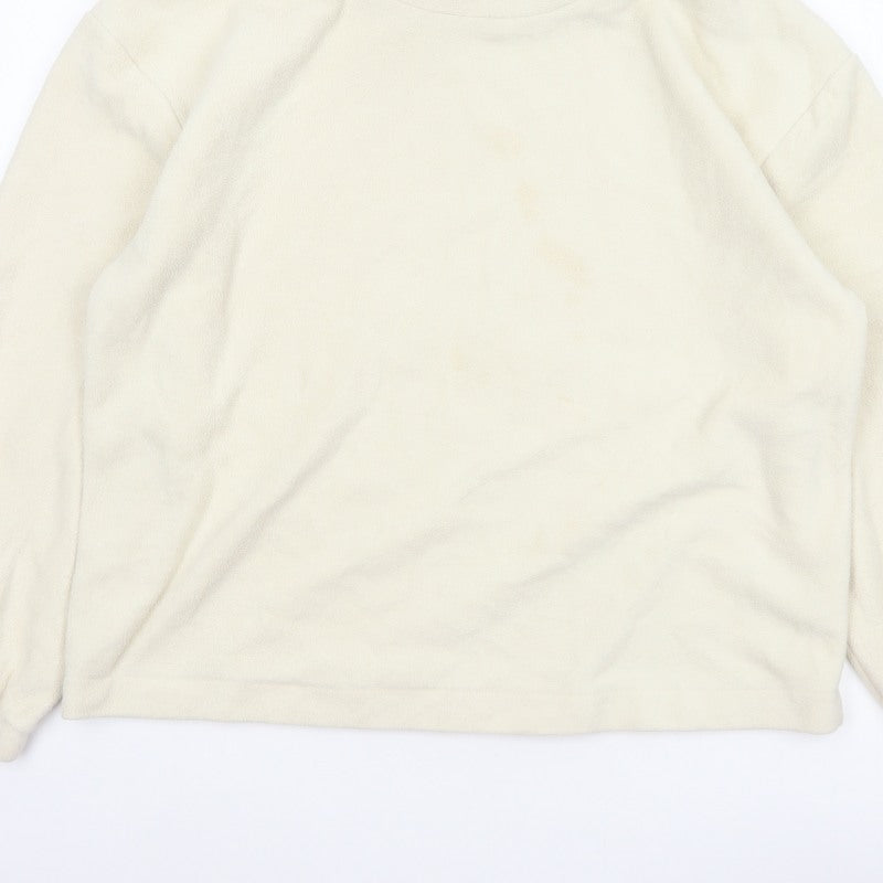 Gap Women Ivory Fleece High Neck Pullover Sweatshirt Size L