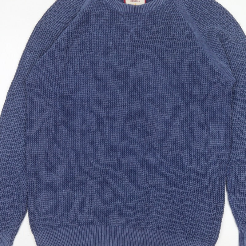 Joe Browns Men's Blue L Cotton Knit Crew Neck Pullover Jumper
