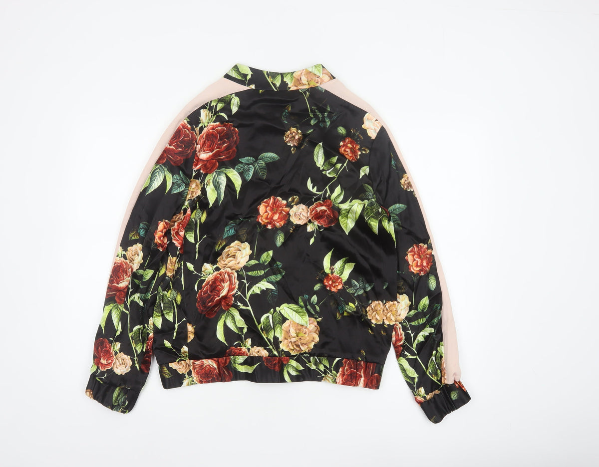 Nine Savannah Miller Women’s Black Floral Bomber Jacket UK 10 Zip