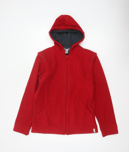 Domyos Boys Red 14 Years Hooded Full Zip Fleece Jacket Sports
