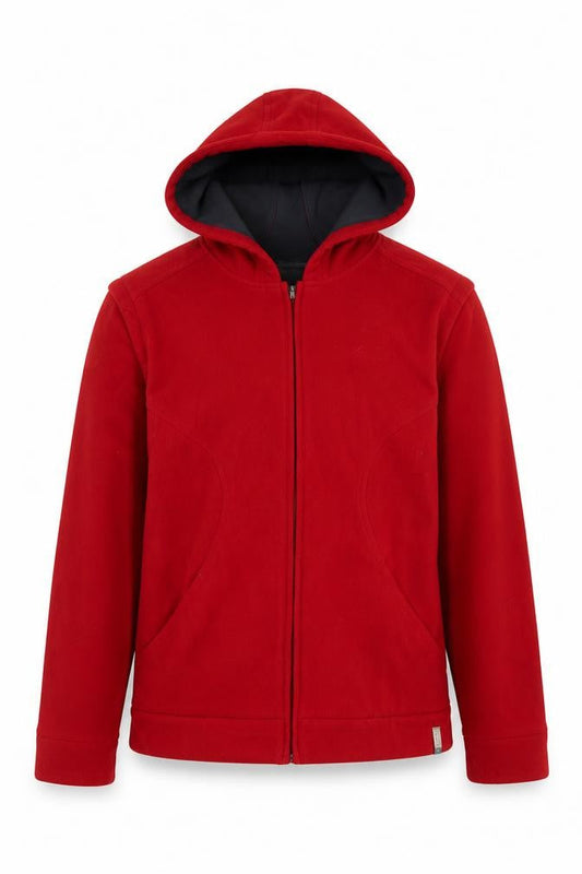 Domyos Boys Red 14 Years Hooded Full Zip Fleece Jacket Sports