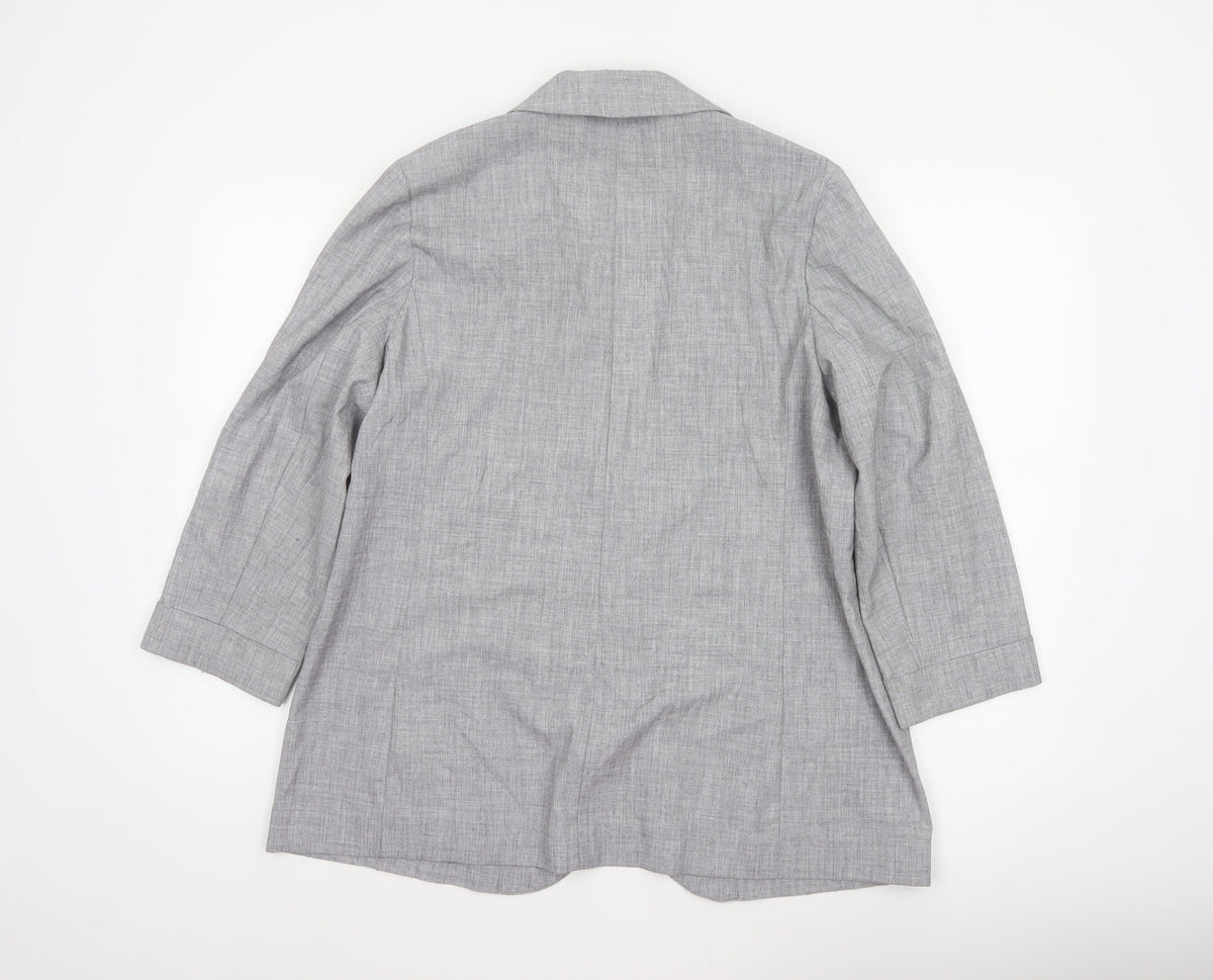 Marks & Spencer Women Grey Size 16 Long Lightweight Stretch Blazer