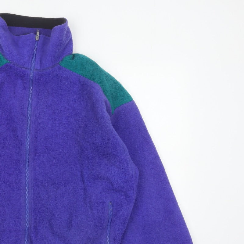 Columbia Mens L Purple Teal 90s Fleece Full Zip Outdoor Jacket