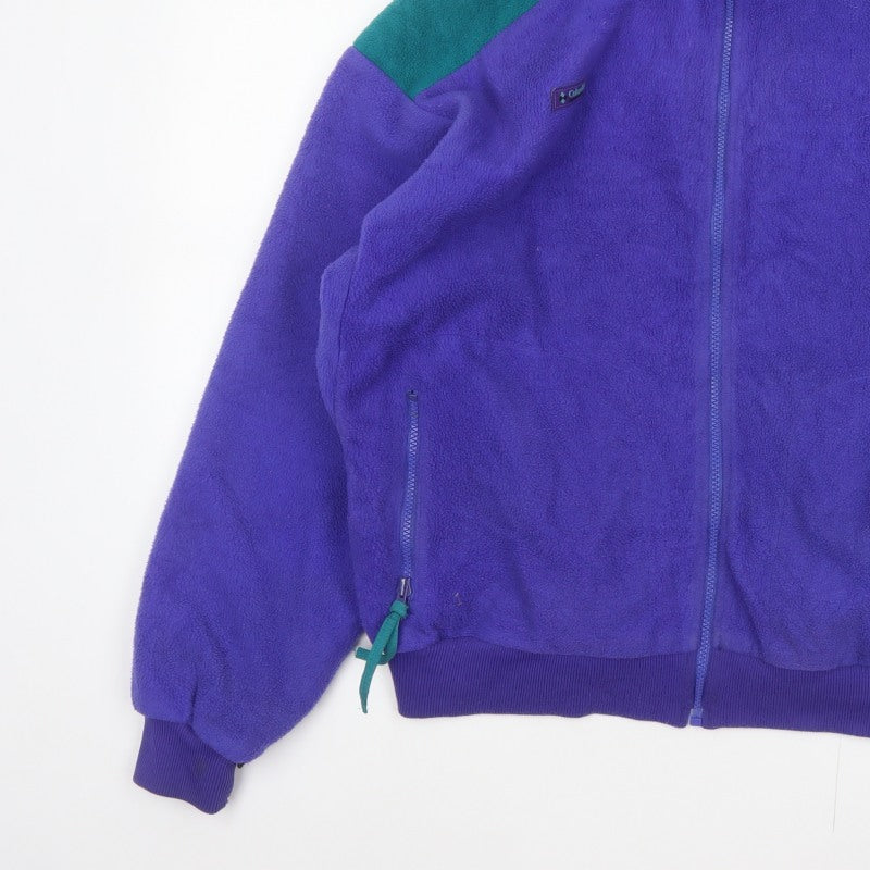 Columbia Mens L Purple Teal 90s Fleece Full Zip Outdoor Jacket