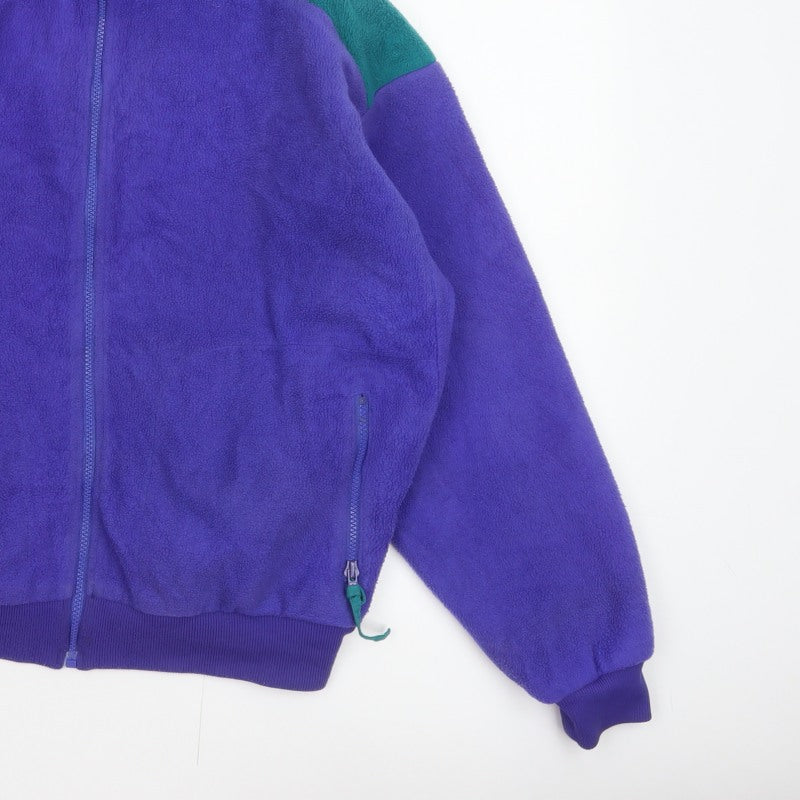 Columbia Mens L Purple Teal 90s Fleece Full Zip Outdoor Jacket