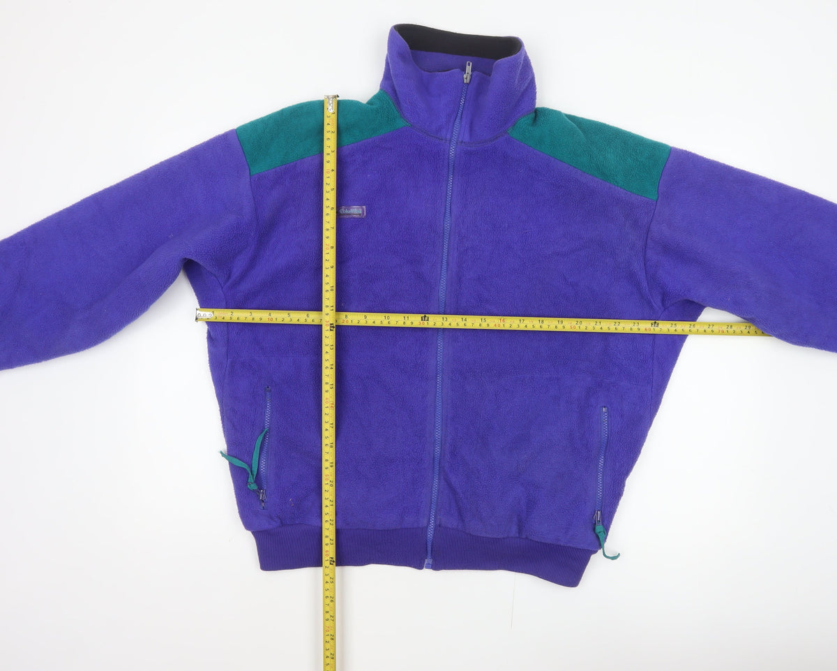 Columbia Mens L Purple Teal 90s Fleece Full Zip Outdoor Jacket