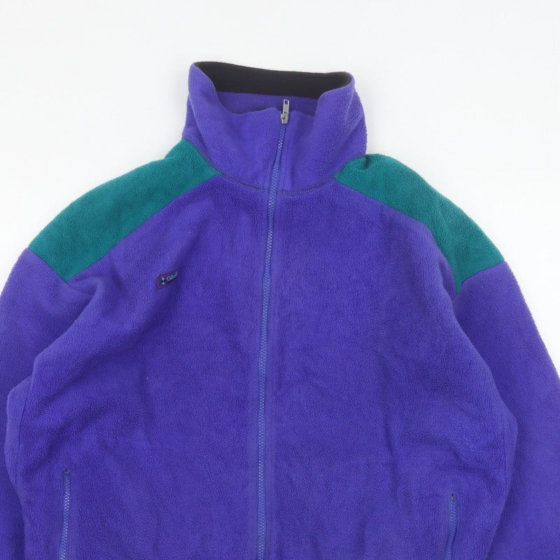Columbia Mens L Purple Teal 90s Fleece Full Zip Outdoor Jacket