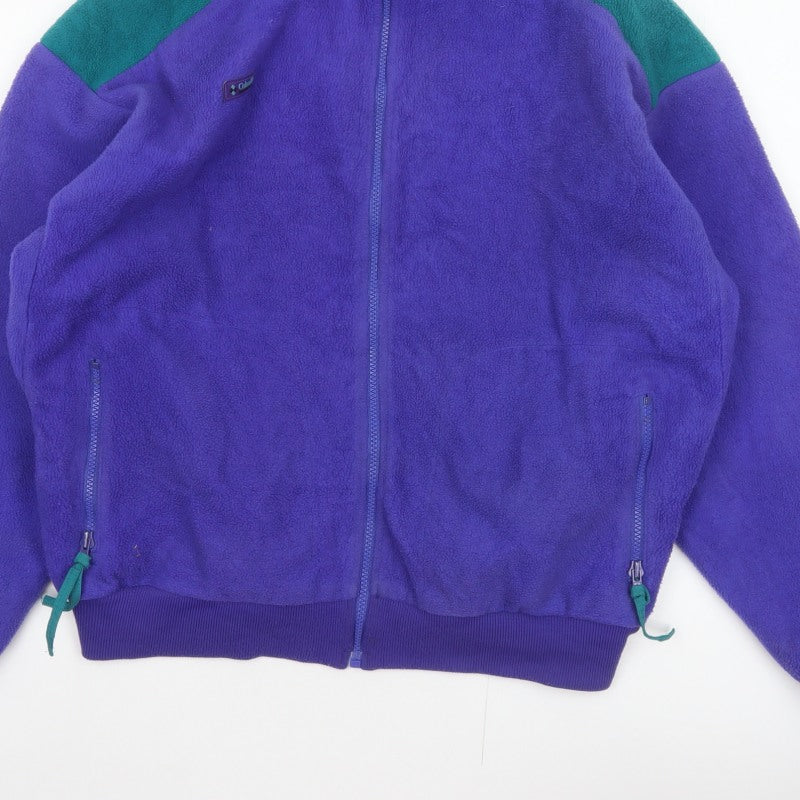 Columbia Mens L Purple Teal 90s Fleece Full Zip Outdoor Jacket