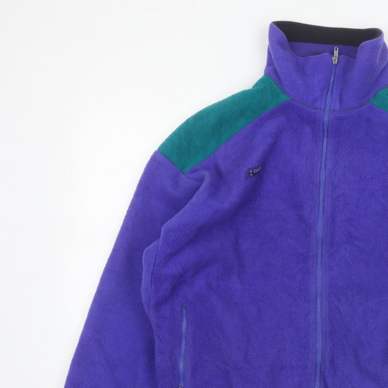 Columbia Mens L Purple Teal 90s Fleece Full Zip Outdoor Jacket