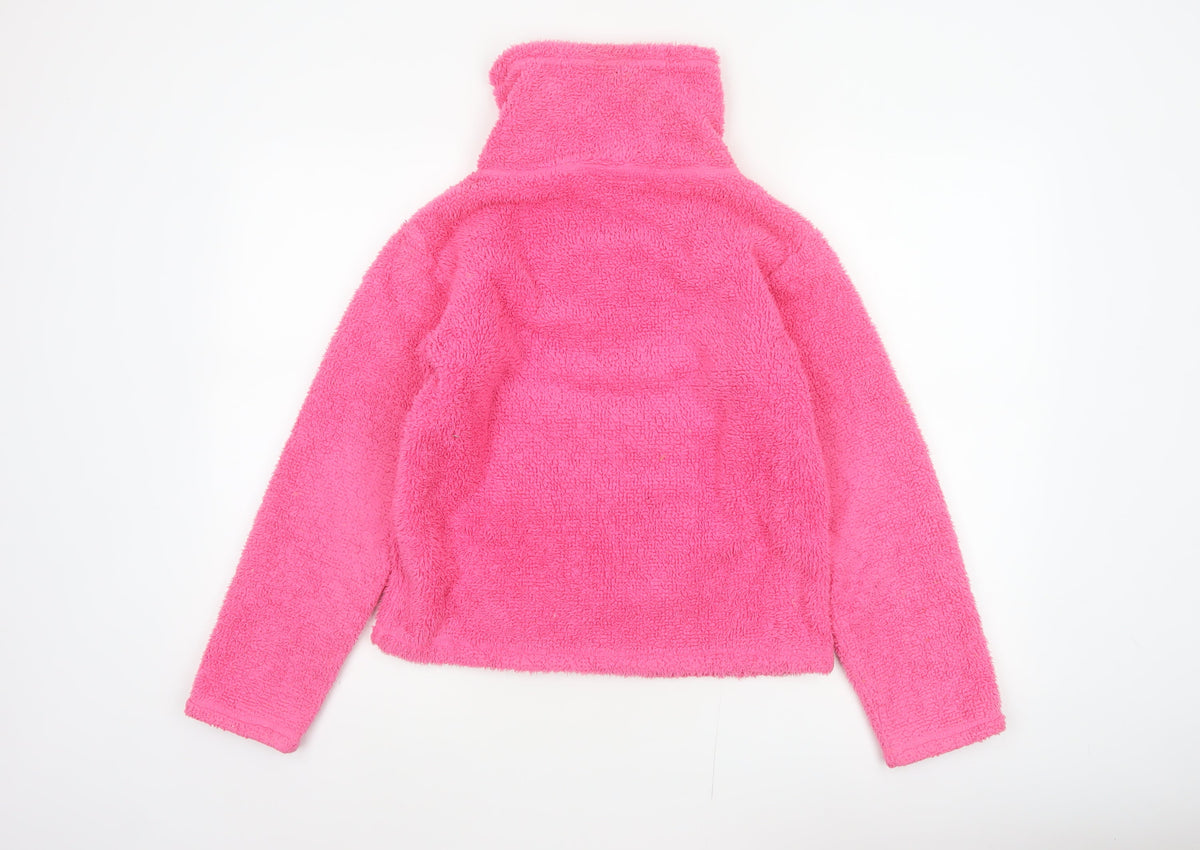 Roxy Girl Pink Fleece Pullover Sweatshirt Size 14 High Neck Logo