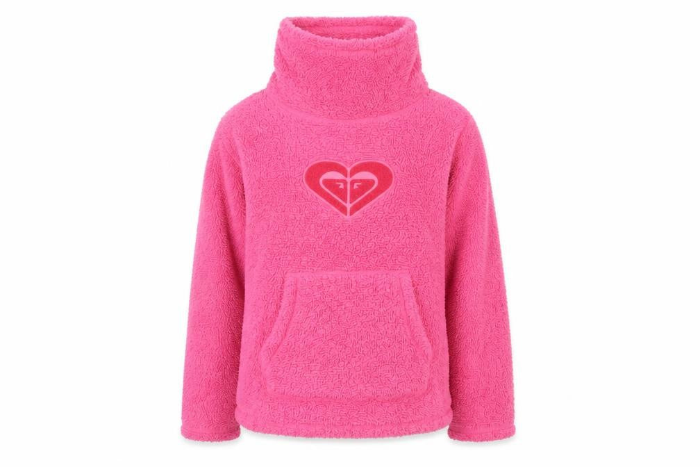 Roxy Girl Pink Fleece Pullover Sweatshirt Size 14 High Neck Logo