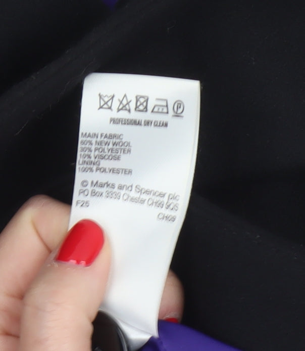 Marks & Spencer Women’s Black UK 16 Wool Blend Long Overcoat