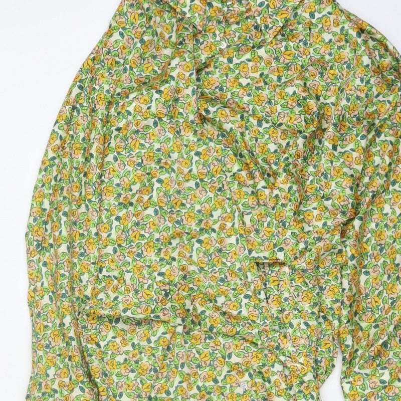 Zara Women Multicoloured Floral Long Shirt Dress 2XL Ruffle Collar