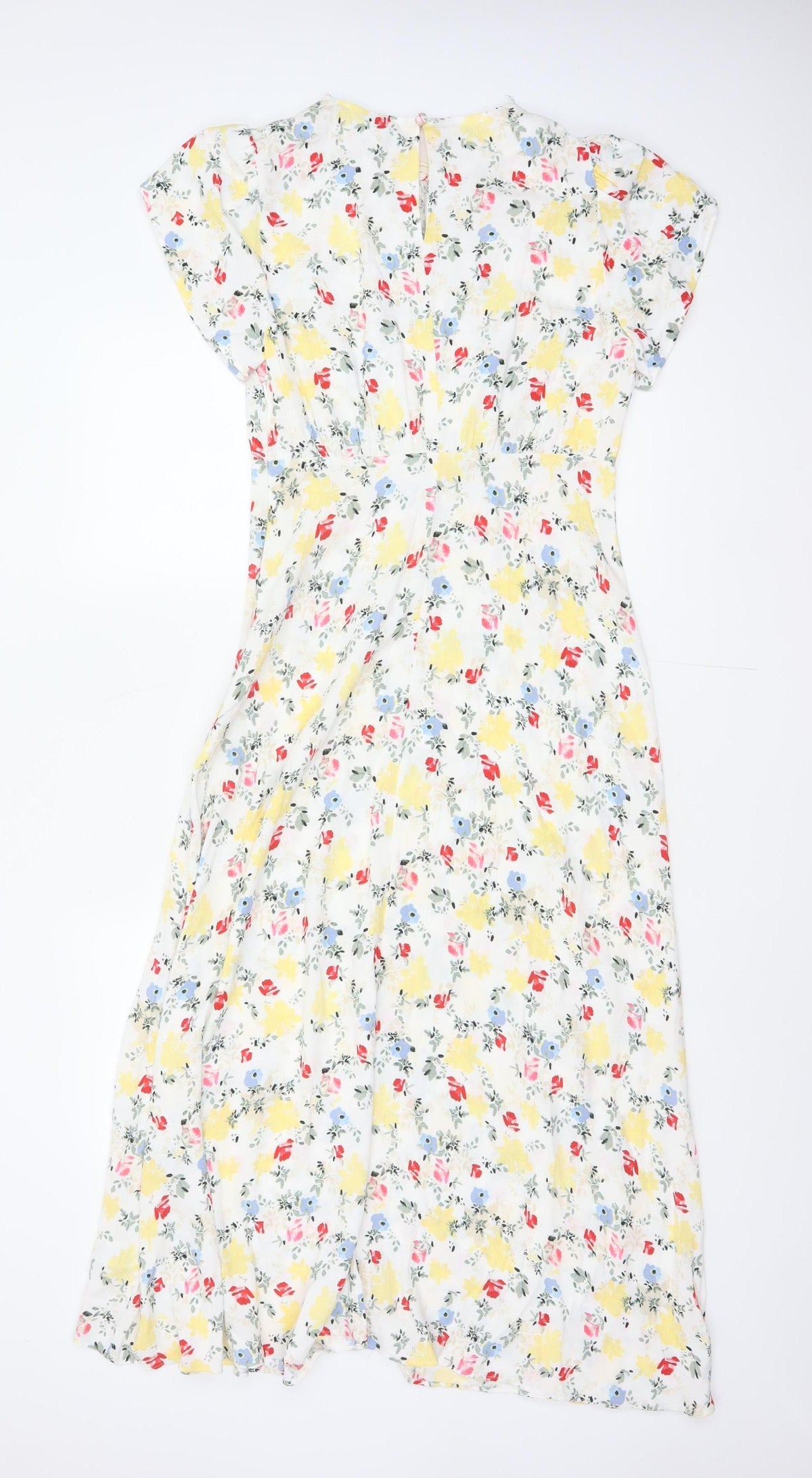 M&S Women Multicoloured Floral Fit & Flare Midi Dress Size 10 Petite
