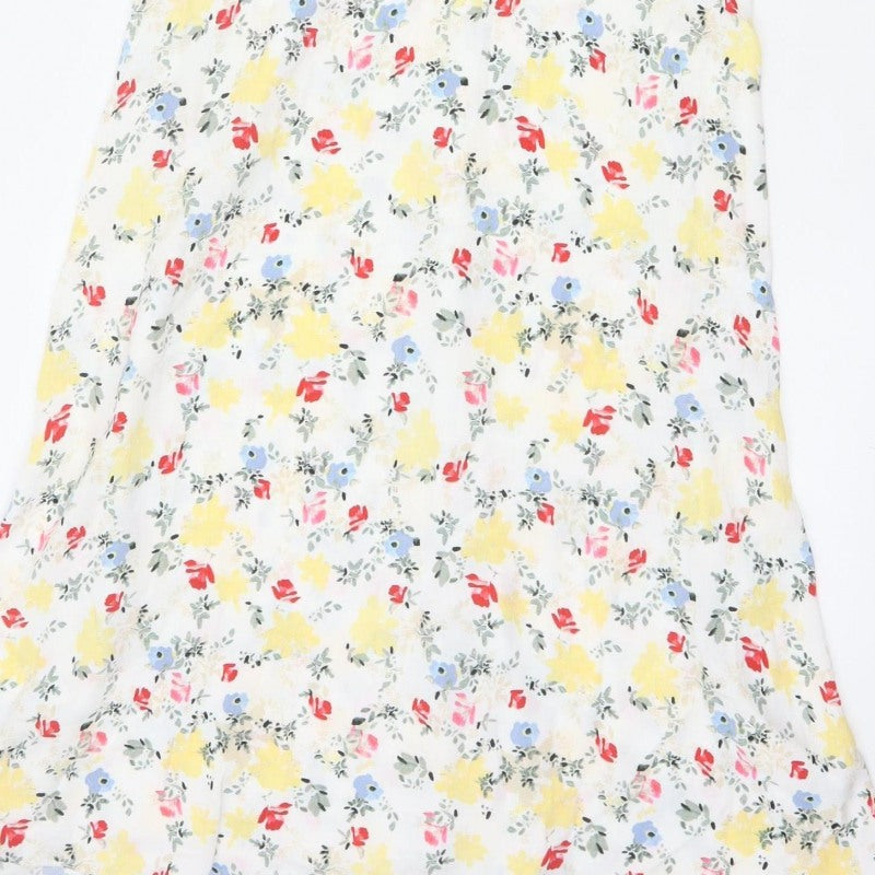 M&S Women Multicoloured Floral Fit & Flare Midi Dress Size 10 Petite