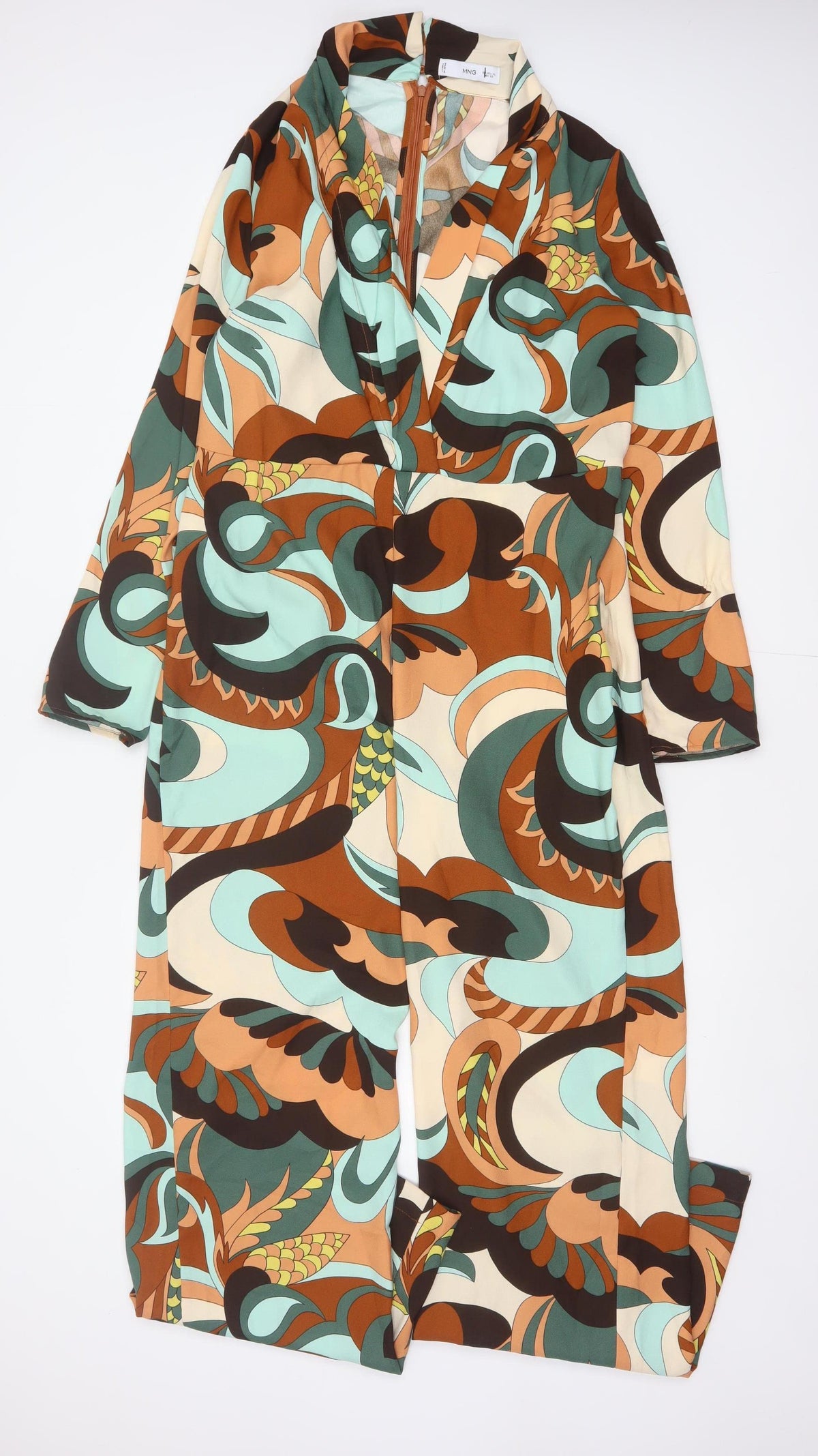 Mango MNG Women’s Multicoloured UK 8 70s Print Wide-Leg Jumpsuit