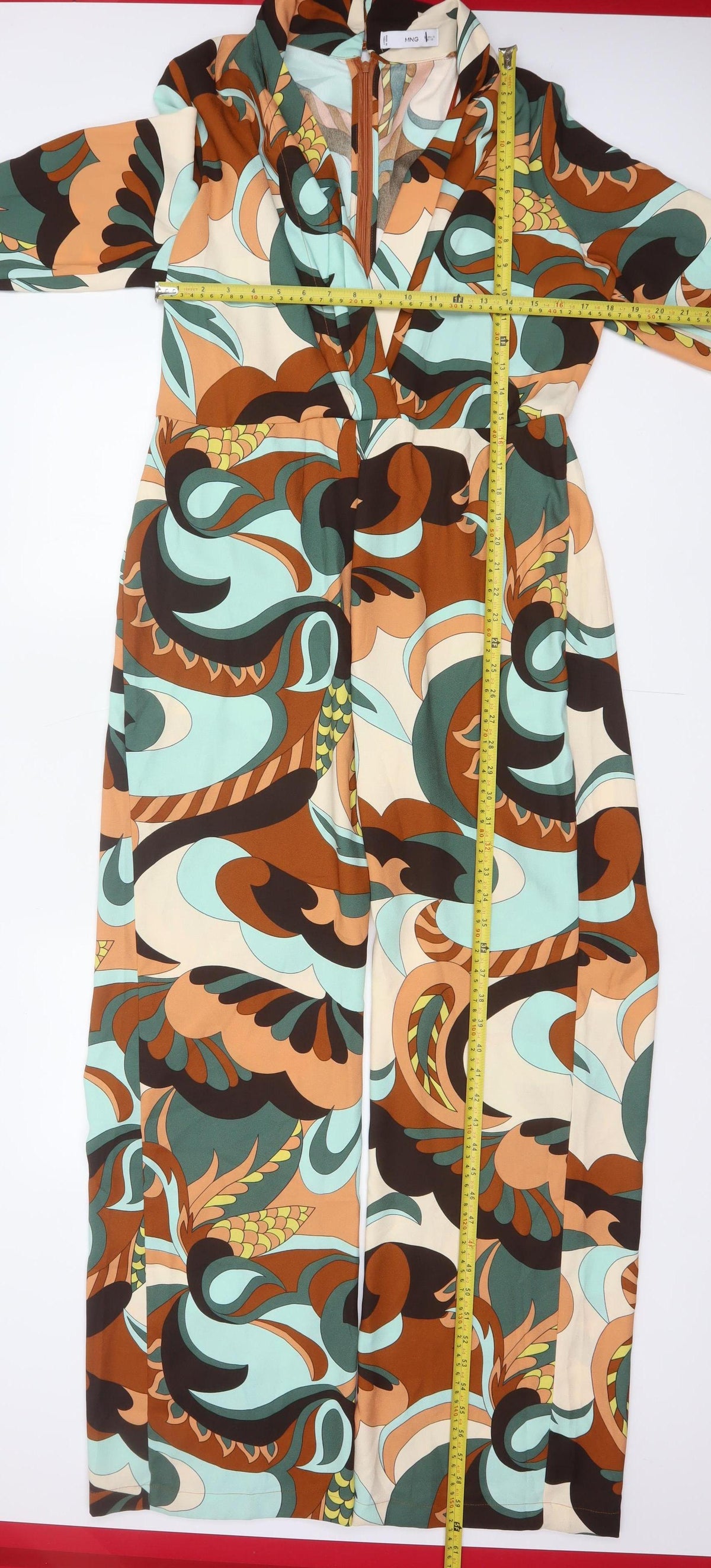 Mango MNG Women’s Multicoloured UK 8 70s Print Wide-Leg Jumpsuit