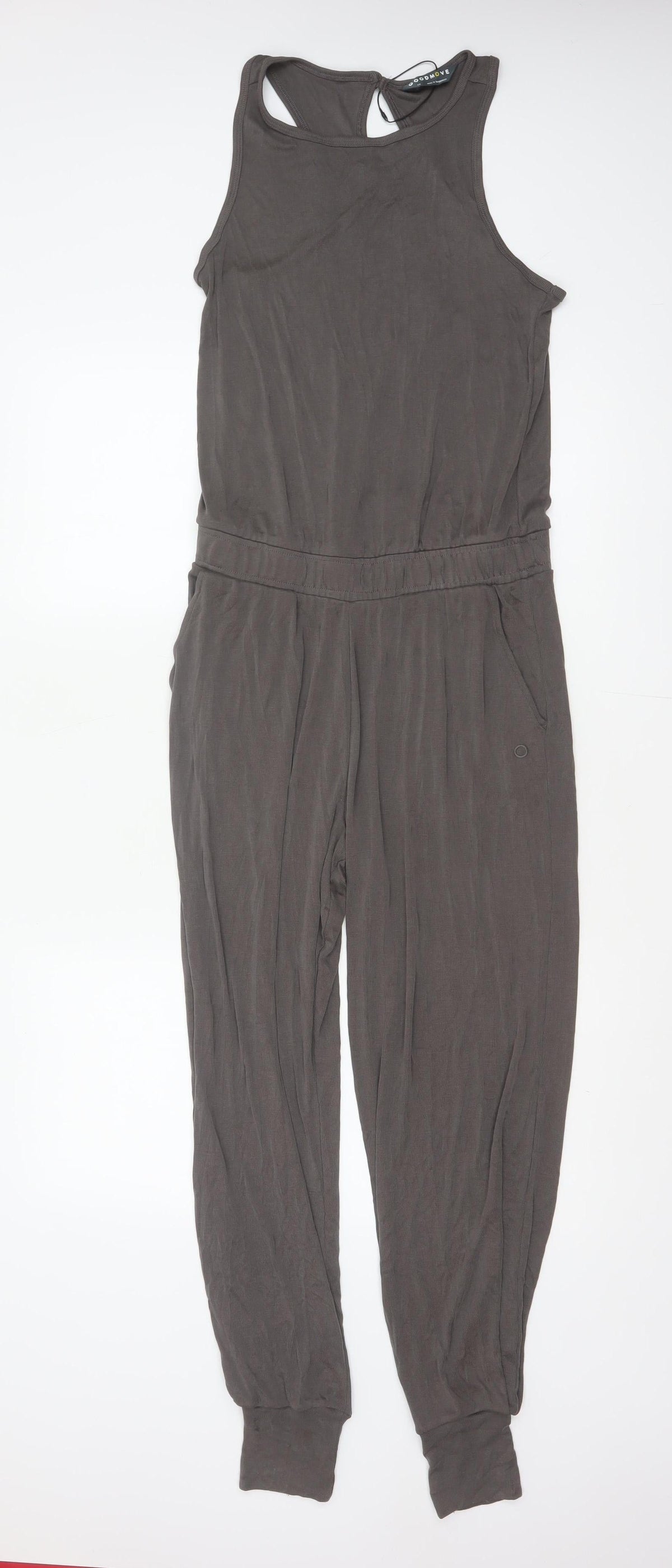 Goodmove Women’s Grey UK 10 Sleeveless Jersey Tapered Jumpsuit