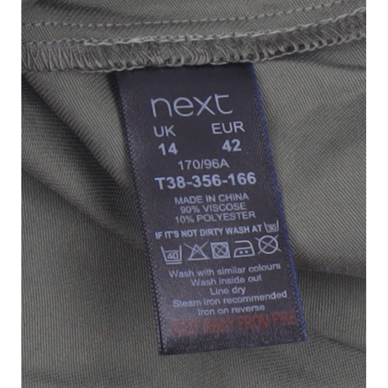 Next Women Green UK 14 Long Shirt Dress Belted Zip Pockets