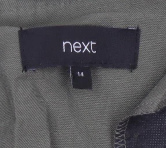 Next Women Green UK 14 Long Shirt Dress Belted Zip Pockets