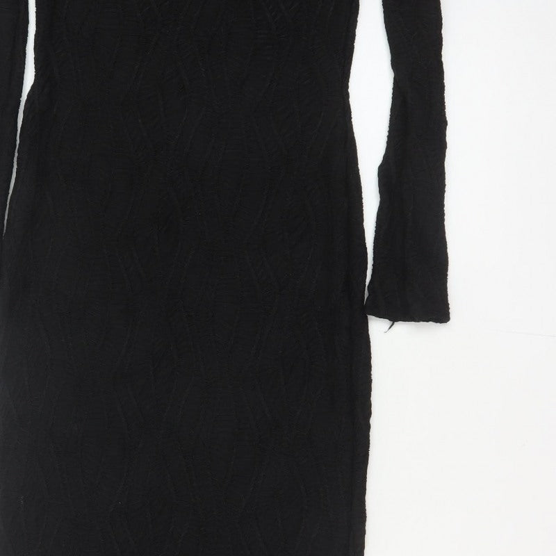 PrettyLittleThing Women Black UK 6 Off Shoulder Bodycon Maxi Dress