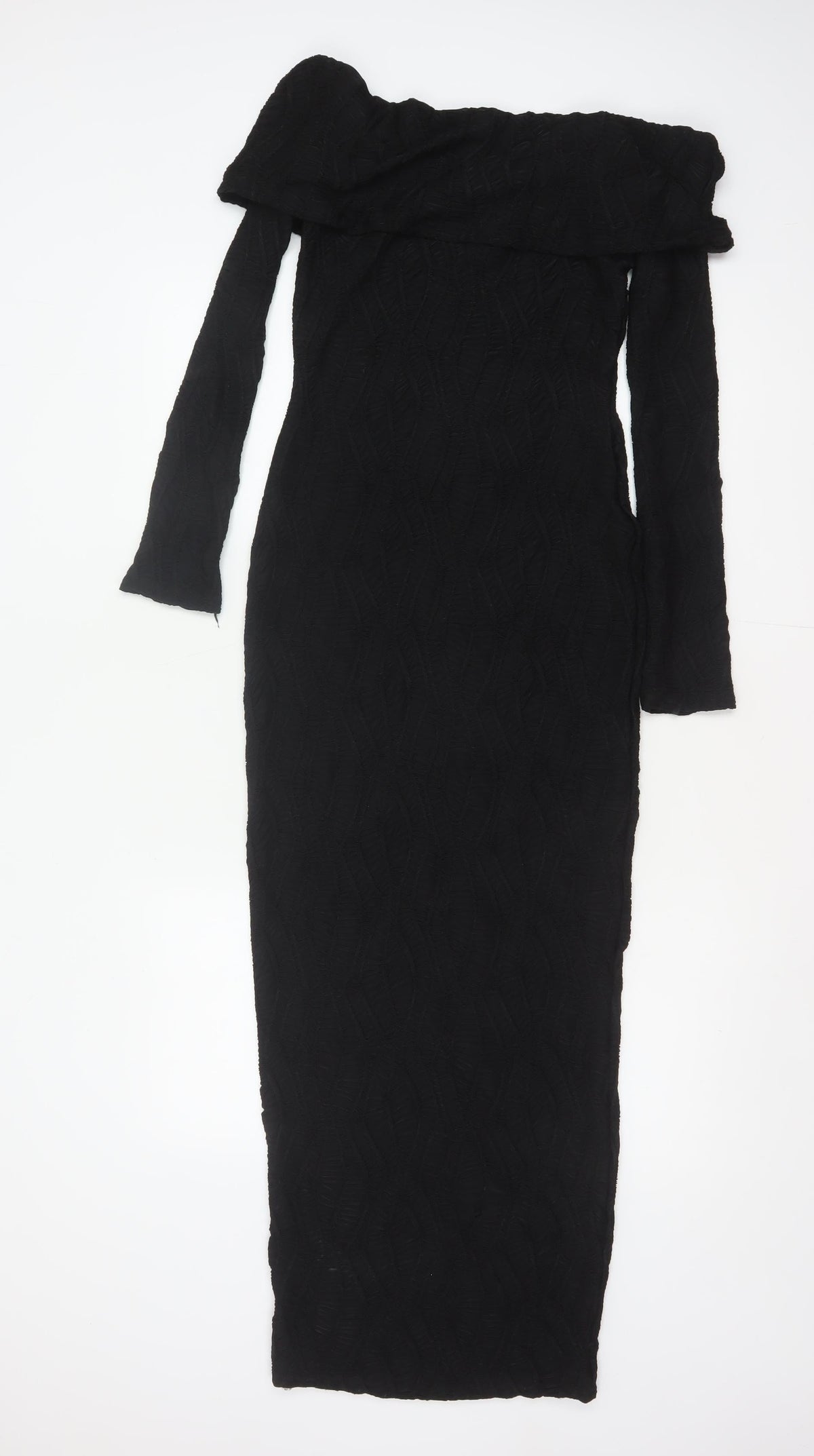 PrettyLittleThing Women Black UK 6 Off Shoulder Bodycon Maxi Dress