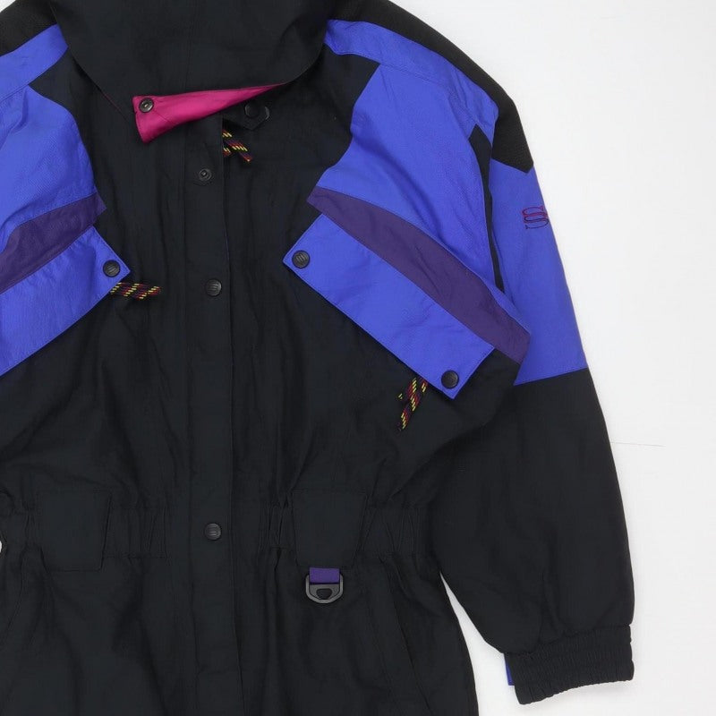 Slalom Sports Women’s UK 12 Black Purple Hooded Ski Coverall 90s