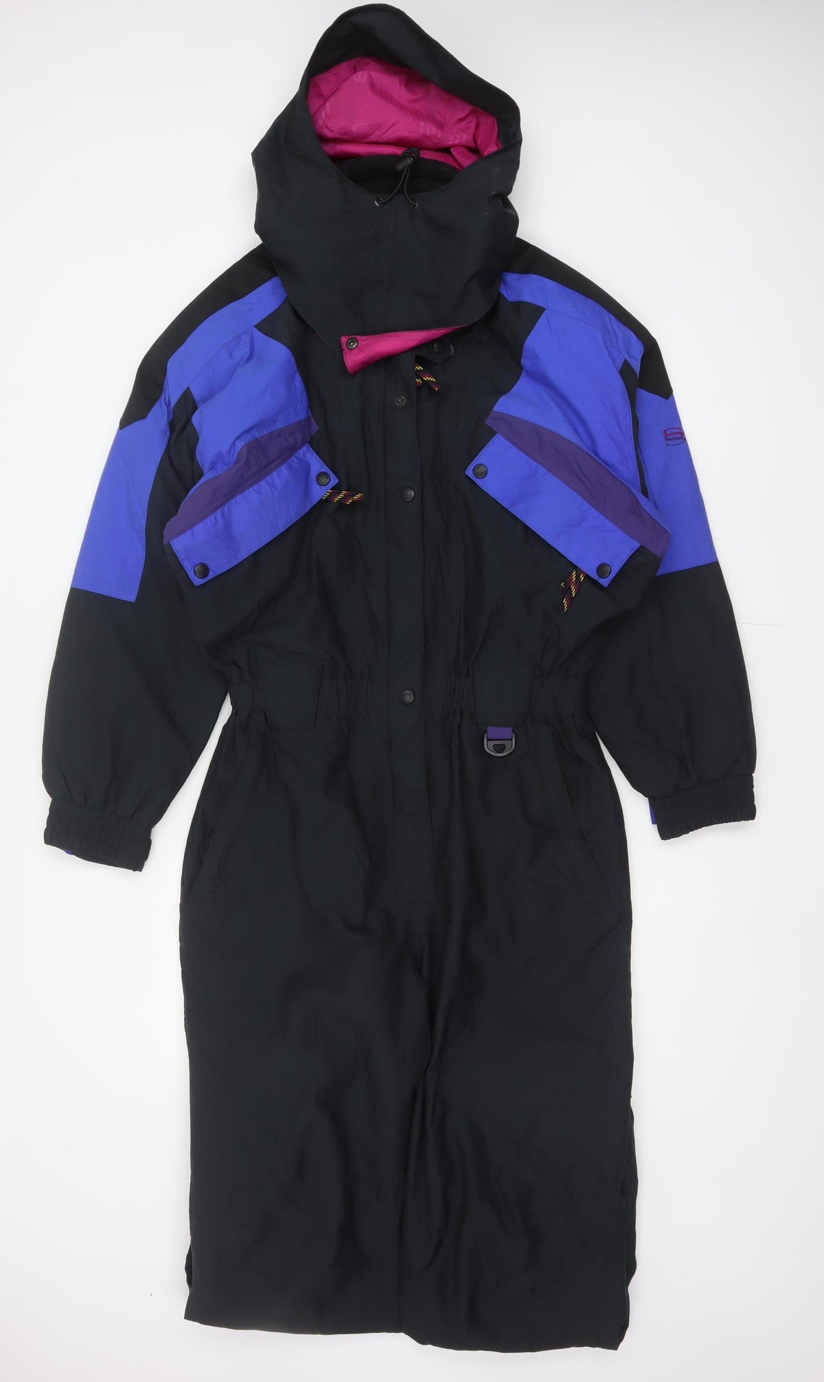 Slalom Sports Women’s UK 12 Black Purple Hooded Ski Coverall 90s